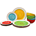 Gibson Home Confetti Band 12-Piece Mix And Match Dinnerware Set, Assorted Colors 1 thumbnail image