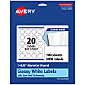 Avery® Glossy Permanent Labels With Sure Feed®, 94507-WGP100, Round, 1-5/8" Diameter, White, Pack Of 2,000 1 thumbnail image