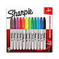 Sharpie® Permanent Fine-Point Markers, Assorted Colors, Pack Of 12 Markers