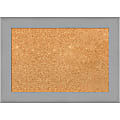 Amanti Art Rectangular Non-Magnetic Cork Bulletin Board, Natural, 21” x 15”, Brushed Nickel Plastic Frame