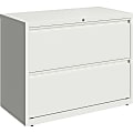 Lorell 36"W Lateral 2-Drawer File Cabinet, Metal, White