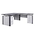 Forward Furniture Allure Double-Pedestal L-Shaped Desk, 78"W, Stormy Gray/Ashwood White