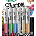 Sharpie Metallic Ink Permanent Markers, Chisel Point, Assorted Metallic Ink Colors, Gray Barrels, Pack Of 6 Markers