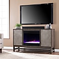SEI Furniture Lannington Color-Changing Electric Fireplace with Media Storage, 30-3/4”H x 54-1/4”W x 16”D, Brown/Antique Silver 1 thumbnail image