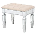 Baxton Studio Hedia Contemporary Glam And Luxe Ottoman, Beige/Silver