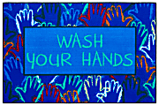 Carpets for Kids® KID$Value Rugs™ Wash Your Hands Rug, 3' x 4 1/2' , Blue