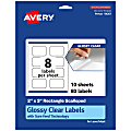Avery® Glossy Permanent Labels With Sure Feed®, 94267-CGF10, Rectangle Scalloped, 2" x 3", Clear, Pack Of 80