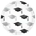 Amscan Grad Cap Plastic Coupe Plates, 7-1/2", Black/Silver, Pack Of 20 Plates 1 thumbnail image