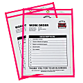 C-Line Stitched Shop Ticket Holders, 9” x 12” Paper Size, 14-3/4”L x 10-5/8”W x 1-3/16”H, Neon Pink/Clear, Box Of 15 Ticket Holders 1 thumbnail image