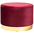 Baxton Studio Glam And Luxe Velvet Upholstered Storage Ottoman, Red/Gold