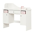 South Shore Vito 42"W Makeup Computer Desk With Drawer, Pink/Pure White