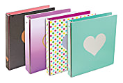 Divoga® Hearts 3-Ring Binder, 1" Round Rings, Assorted Colors