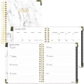 Rediform Marble Weekly/Monthly Planner - Julian Dates - Weekly, Monthly - 1 Year - January till December - 1 Week, 1 Month Double Page Layout - 8" x 11" Sheet Size - Twin Wire - Gray Marble - Fiber