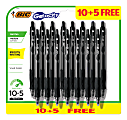 BIC® Gel-ocity™ Original Retractable Gel Pens, Medium Point, 0.7 mm, Black Barrels, Black Ink, Pack Of 15 Pens