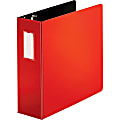 Business Source 3-Ring Binder, 4" D-Rings, Red