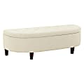 Office Star Jaycee Wood/Fabric Storage Bench, 19”H x 59-1/2”W x 22-1/4”D, Brown/Linen 1 thumbnail image