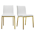 Eurostyle Scott Side Chairs, White/Matte Brushed Gold, Set Of 2 Chairs