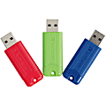 128GB PinStripe USB 3.2 Gen 1 Flash Drive - 3pk - Red, Green, Blue - 128GB - 3pk - Red, Green, Blue