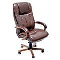 Realspace® Soho™ Old Dollar High-Back Leather Chair, 48 1/4"H x 28 1/4"W x 31 1/2"D, Walnut Frame, Chocolate Leather