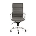 Eurostyle Dirk Faux Leather High-Back Commercial Office Chair, Chrome/Gray