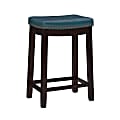 Linon Walker Backless Faux Leather Counter Stool, Dark Brown/Blue