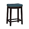 Linon Walker Backless Faux Leather Counter Stool, Dark Brown/Blue 1 thumbnail image
