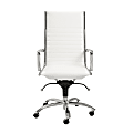 Eurostyle Dirk Faux Leather High-Back Commercial Office Chair, Chrome/White