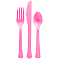 Amscan Boxed Heavyweight Cutlery Assortment, Bright Pink, 200 Utensils Per Pack, Case Of 2 Packs