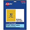 Avery® Print-To-The-Edge Labels With Sure Feed® Technology And Easy Peel®, 94219-BYP80, Rectangle, 1" x 1-1/2", Matte Bright Yellow, Pack of 2560 1 thumbnail image