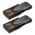 PNY Elite Turbo Attaché 4 USB 3.2 Flash Drives, 64 GB, Dark Gray, Pack Of 2 Flash Drives 1 thumbnail image