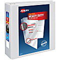 Avery® Heavy-Duty View 3 Ring Binder, 4" One Touch EZD® Rings, White, 1 Binder