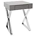 Lumisource Luster Contemporary Side Table, Square, Gray/Chrome