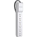 Belkin 6 Outlet Power Strip Surge Protector with 6ft Power Cord - 720 Joules - White - Receptacles: 6 x NEMA 5-15R - 720J