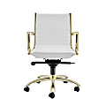 Eurostyle Dirk Faux Leather Low-Back Commercial Office Chair, Matte Gold/White