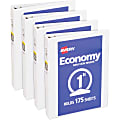Avery® Economy View Binder, 1" Ring, White, Pack Of 4