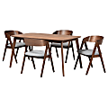 Baxton Studio Danton 5-Piece Dining Set, Gray/Walnut Brown