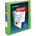 Avery® Heavy-Duty View 3-Ring Binder With Locking One-Touch EZD™ Rings, 1 1/2" D-Rings, 41% Recycled, Chartreuse 1 thumbnail image