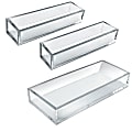Azar Displays Deluxe Tray 3-Piece Set, Narrow Trays/Large Tray, Clear