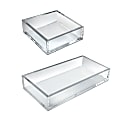 Azar Displays Deluxe Tray 3-Piece Set, Square Trays/Large Tray, Clear