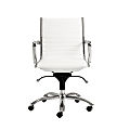Eurostyle Dirk Faux Leather Low-Back Commercial Office Chair, Chrome/White