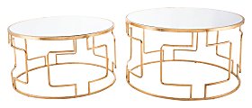 Zuo Modern King Accent Tables, Round, Mirror/Gold, Set Of 2 Tables