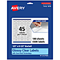 Avery® Glossy Permanent Labels With Sure Feed®, 94749-CGF100, Barbell, 1/2" x 2-1/2", Clear, Pack Of 4,500