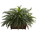 Nearly Natural River Fern 29”H Artificial Plant With Wood Planter, 29”H x 43”W x 25”D, Green
