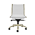 Eurostyle Dirk Armless Faux Leather Low-Back Commercial Office Chair, Matte Gold/White