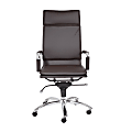 Eurostyle Gunar Pro Faux Leather High-Back Commercial Office Chair, Chrome/Brown