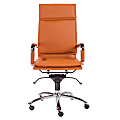 Eurostyle Gunar Pro Faux Leather High-Back Commercial Office Chair, Chrome/Cognac