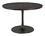 Zuo Modern Seattle Mango Wood And Aluminum Round Dining Table, 30-1/8”H x 47”W x 47”D, Dark Brown