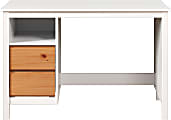 Trendfurn Eclipse 46"W Desk With Storage, White/Honey