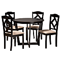 Baxton Studio Morigan 5-Piece Dining Set, Sand/Dark Brown