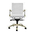 Eurostyle Gunar Pro Faux Leather Low-Back Commercial Office Chair, Matte Gold/White